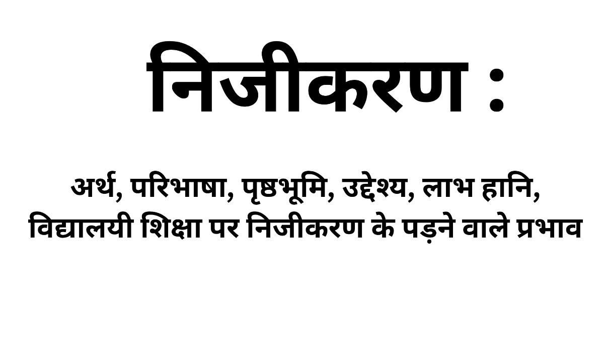 निजीकरण : अर्थ, परिभाषा, पृष्ठभूमि, उद्देश्य, लाभ हानि, विद्यालयी शिक्षा पर निजीकरण के पड़ने वाले प्रभाव 